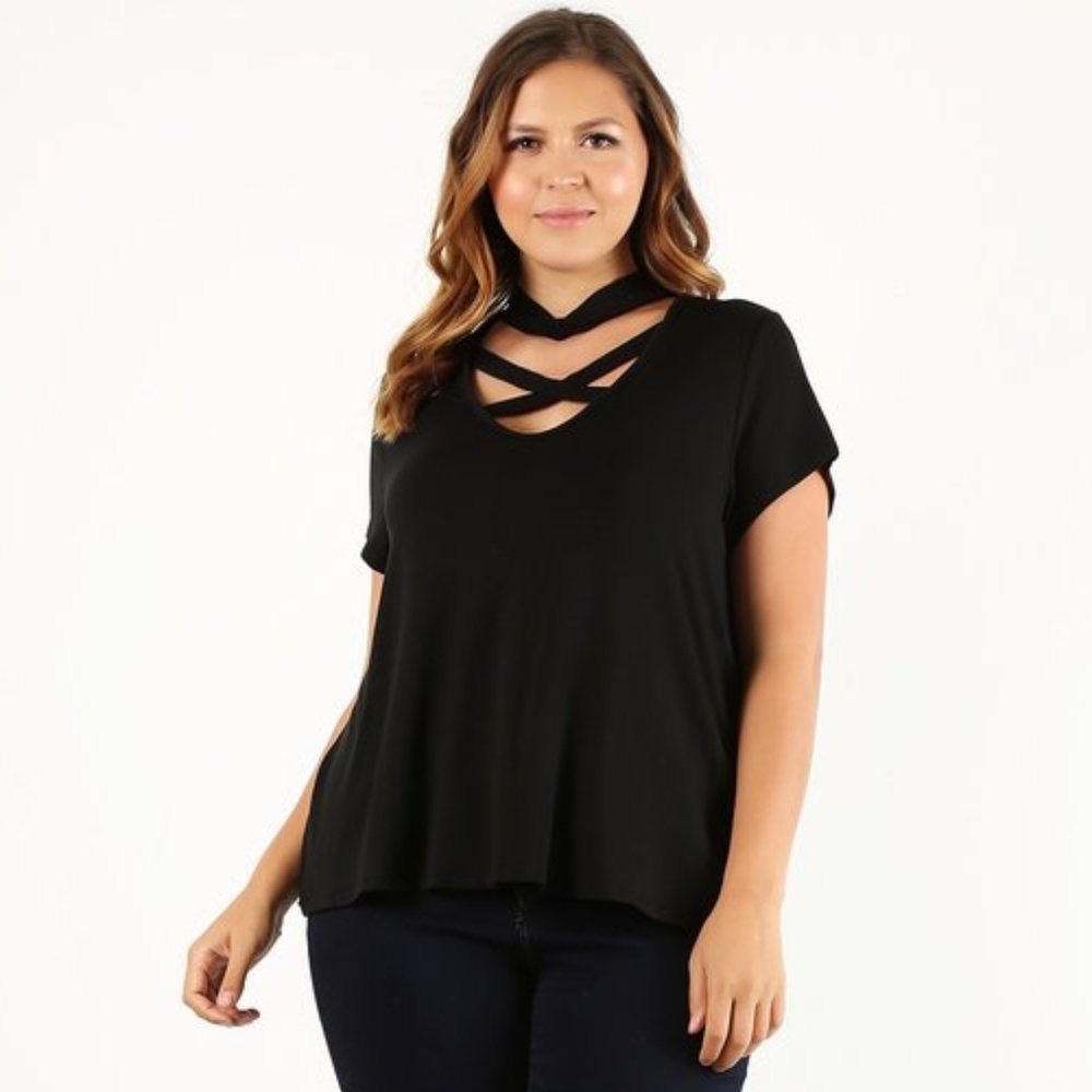 Black Strappy Plus Top